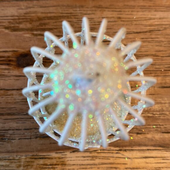 A Pair of White Wire Birdhouse Ornaments w/Red Birds on Swings - Picture 6 of 9